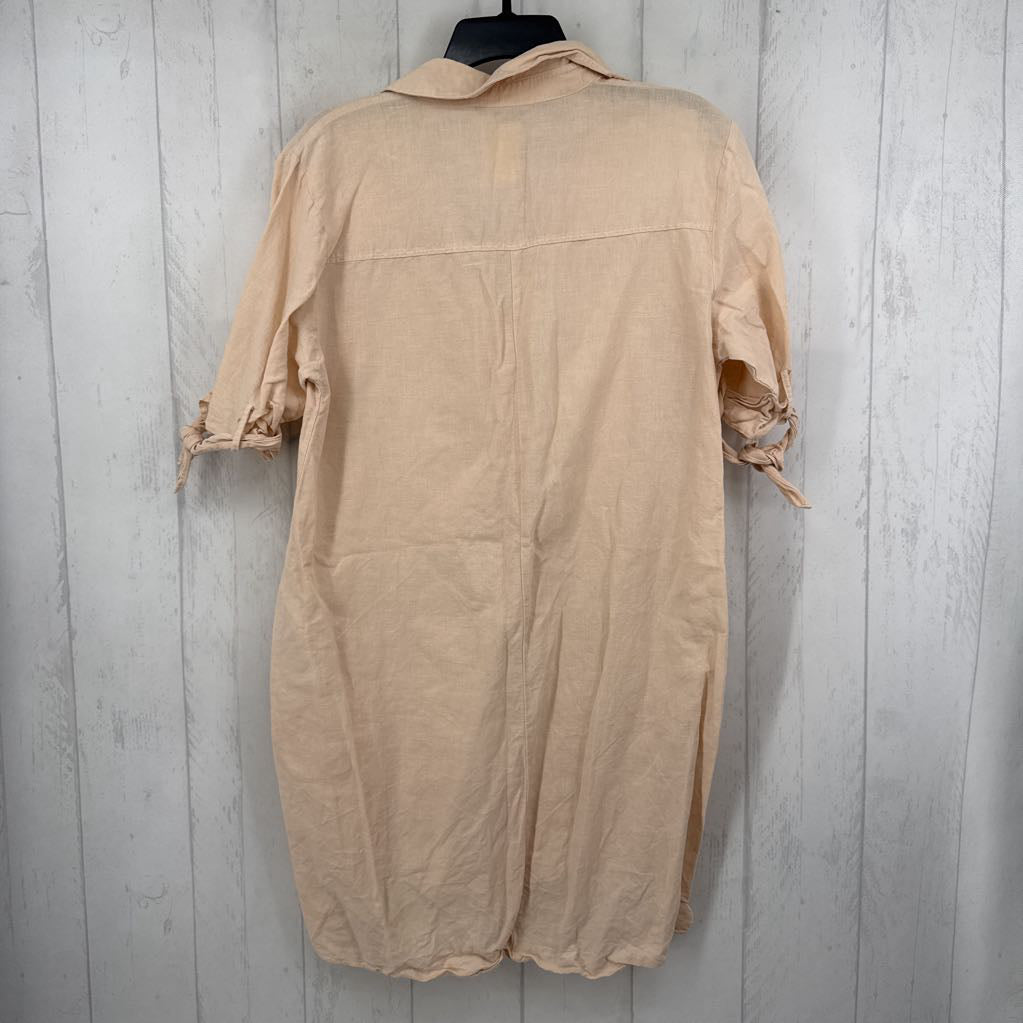 S button front bow slv dress