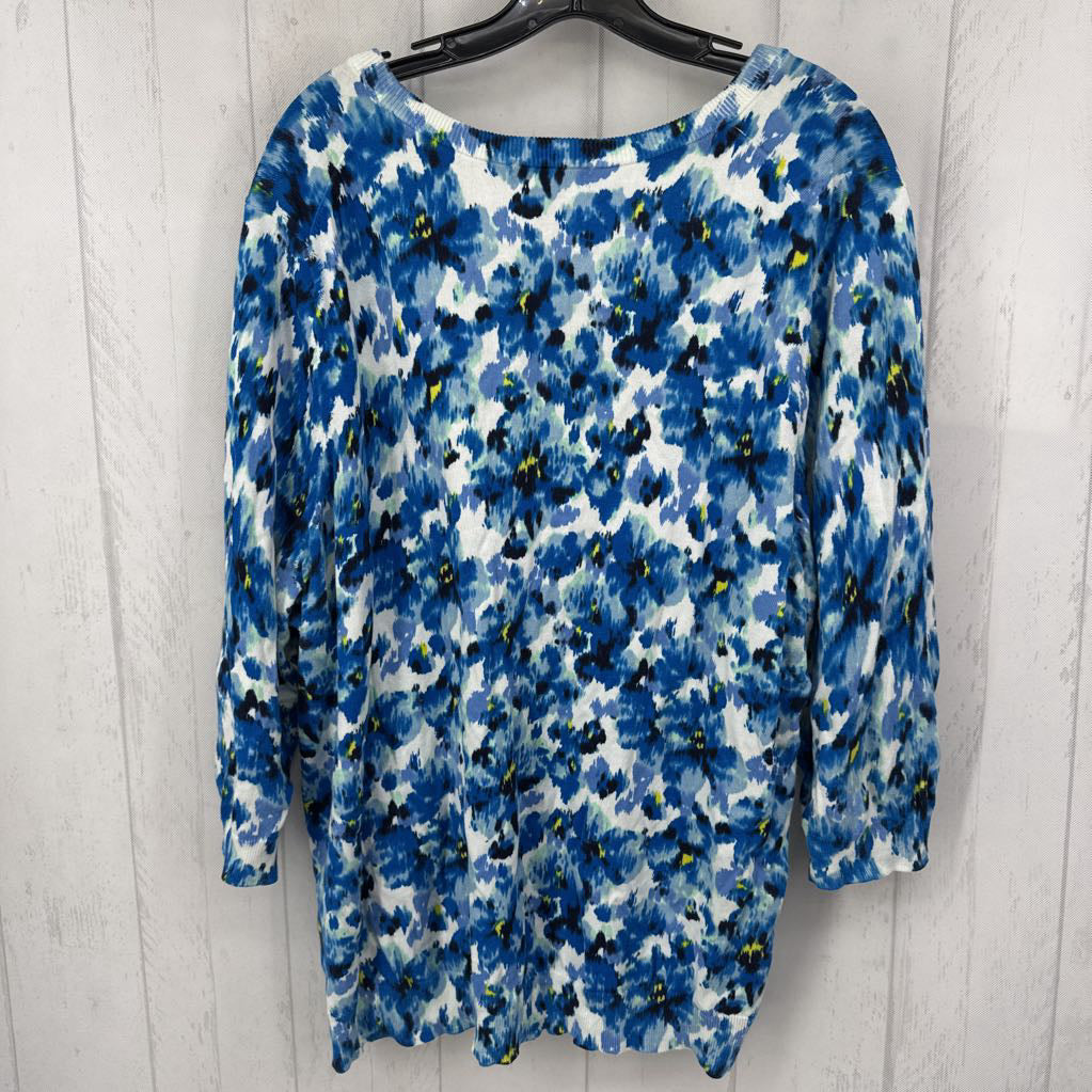 2X printed 3/4 slv sweater