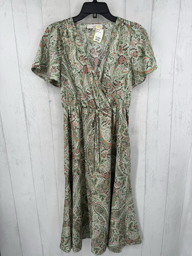 S paisley print crossover s/s dress