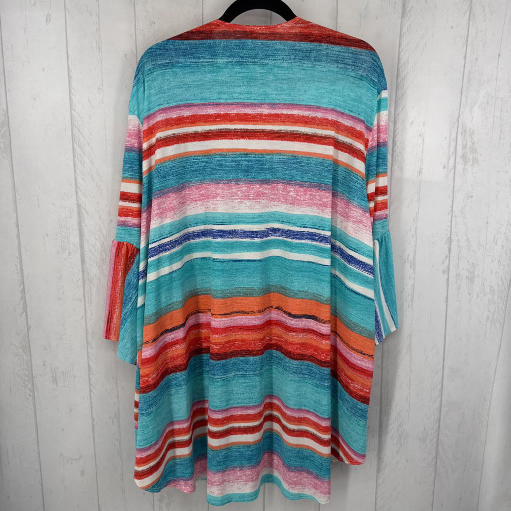 1X striped open front cardi