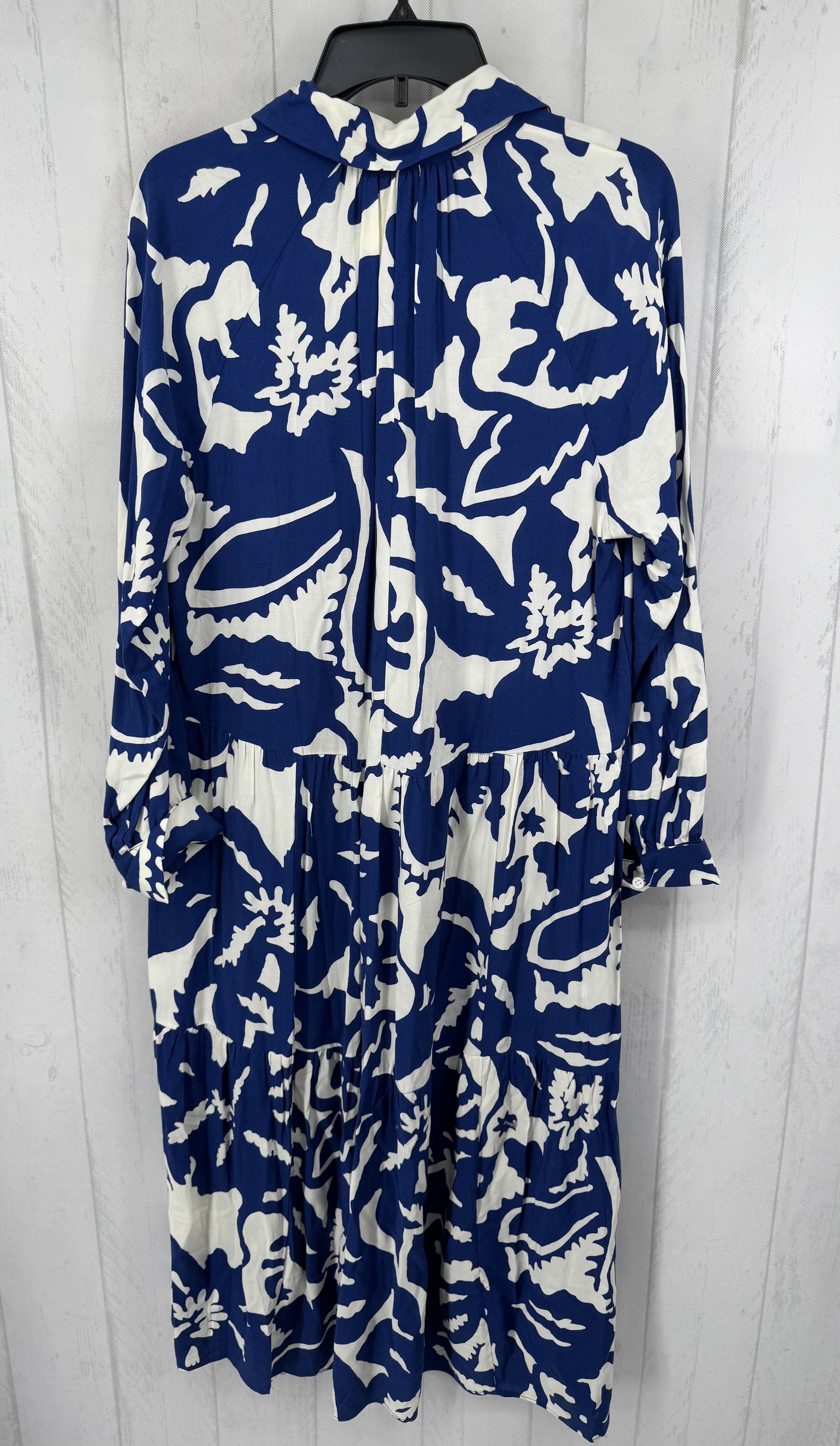 S printed button front l/s maxi dress