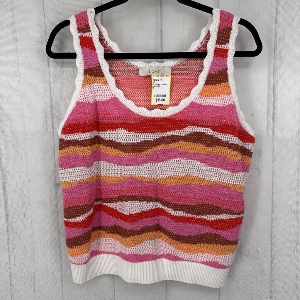 M striped crochet tank