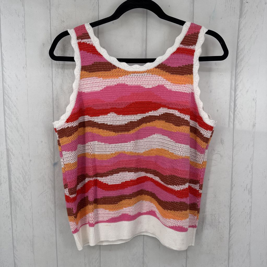 M striped crochet tank