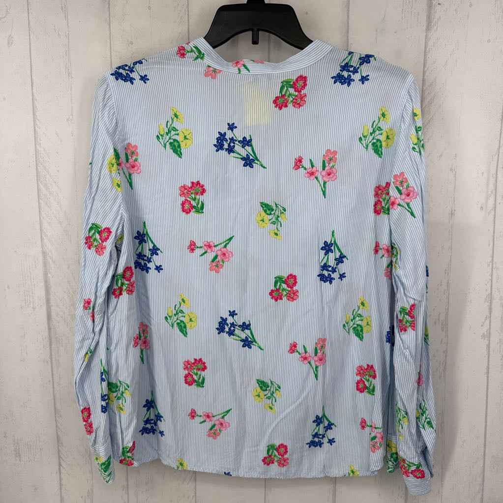 L striped flo print button down l/s top