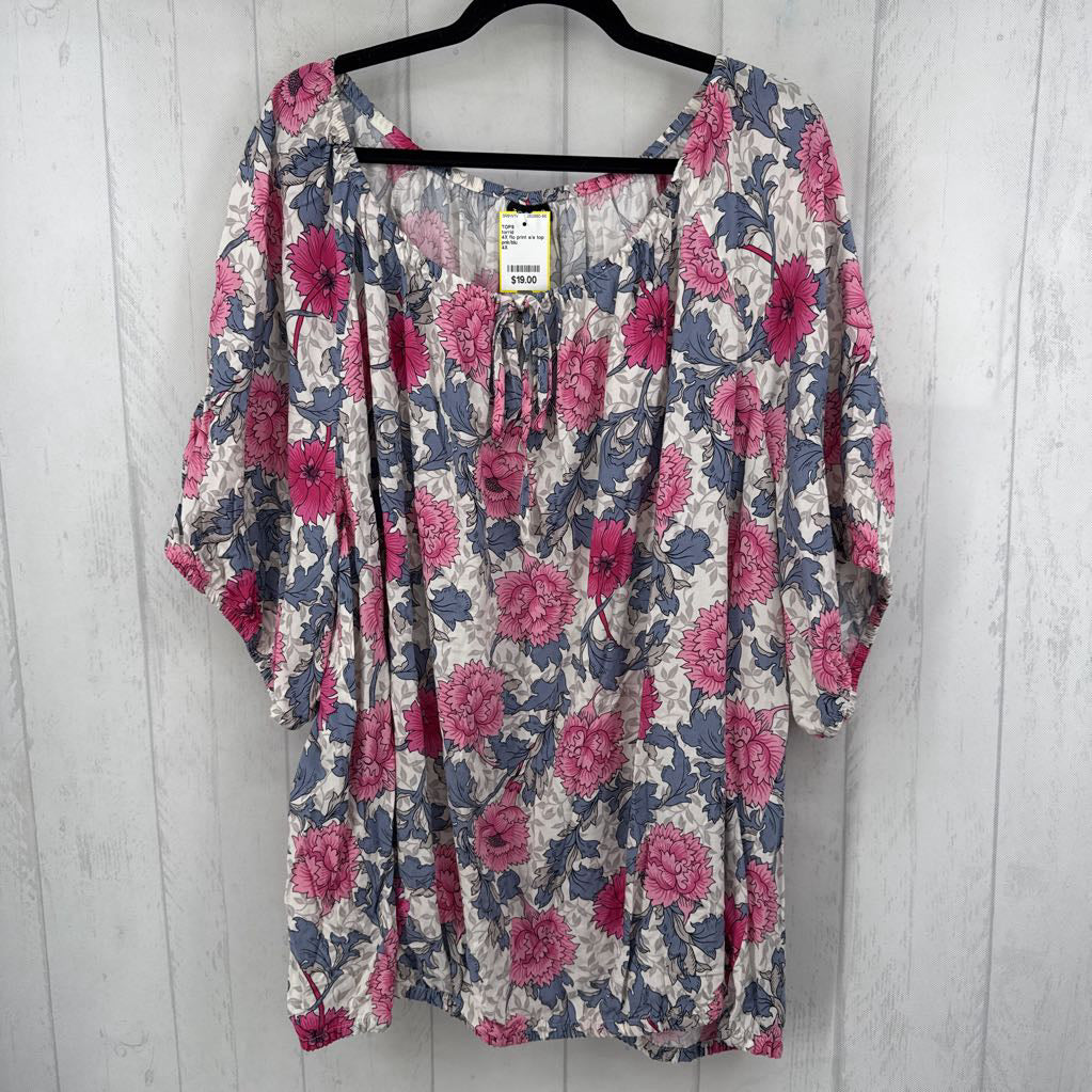 4X flo print s/s top