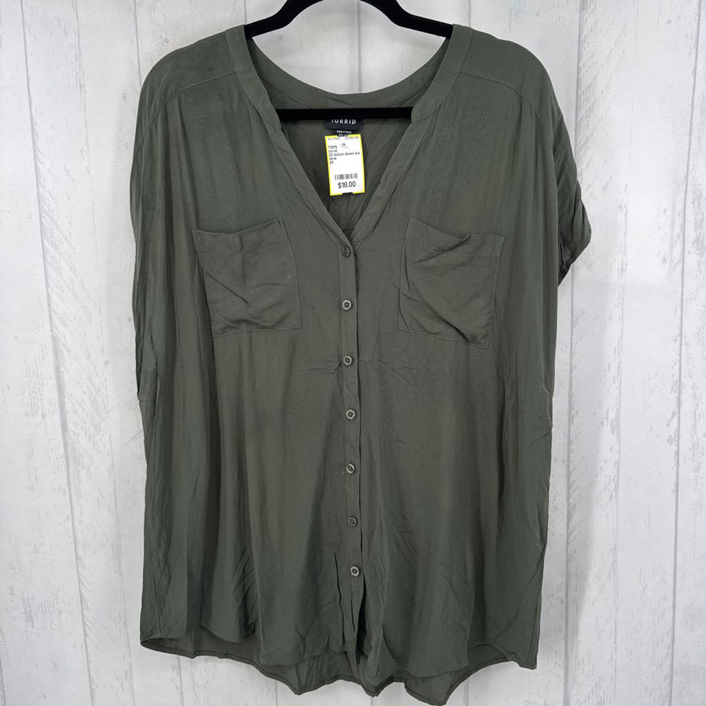 2X button down s/s top