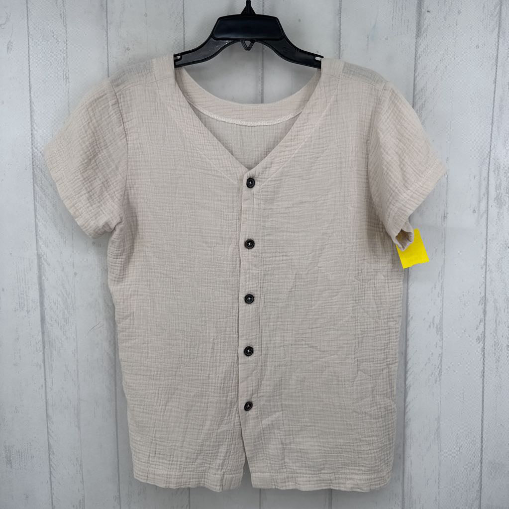 L gauze button down s/s top
