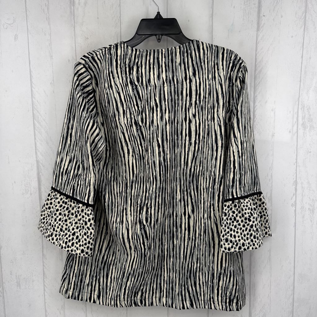 M mixed print 3/4 slv blazer