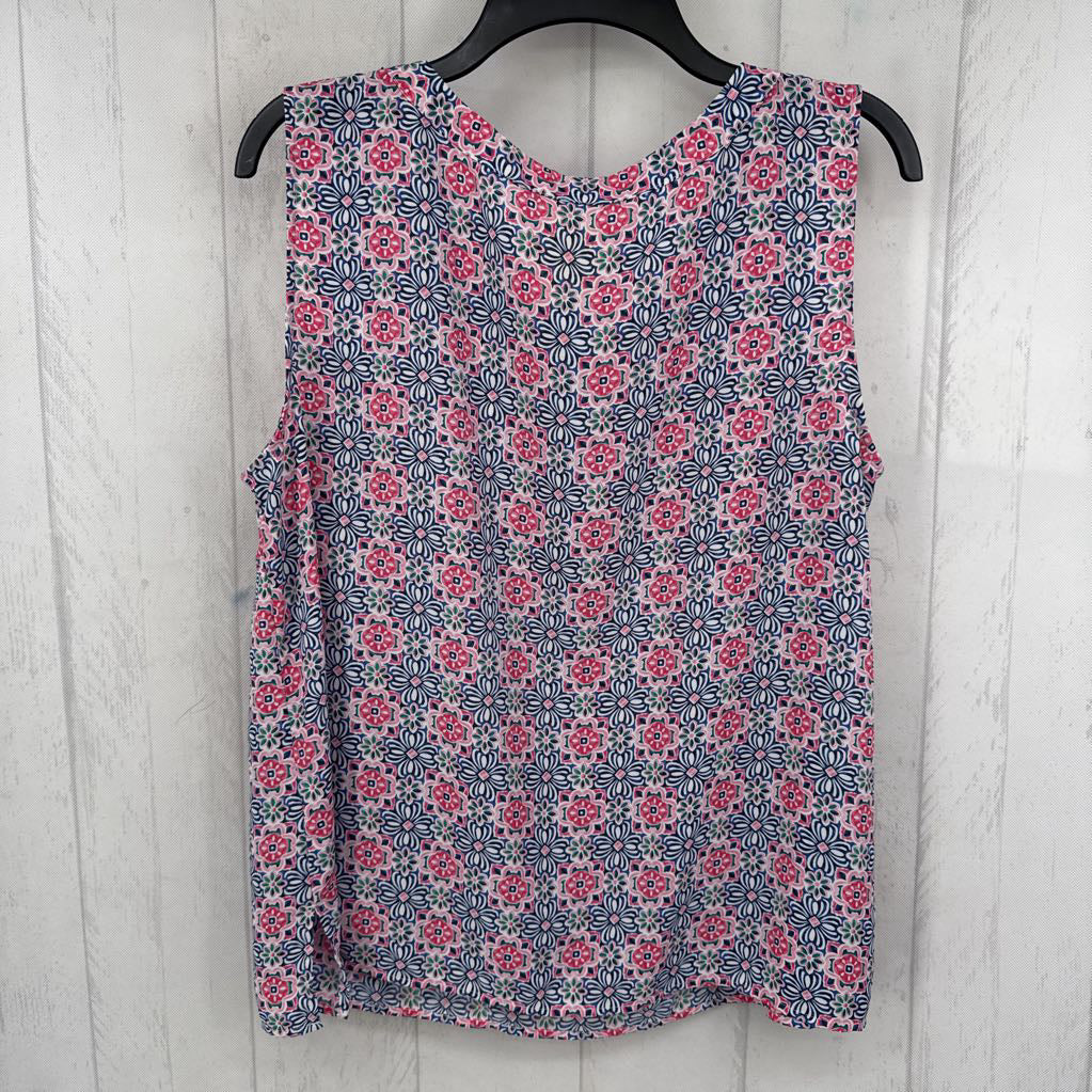 L medallion print round neck tank