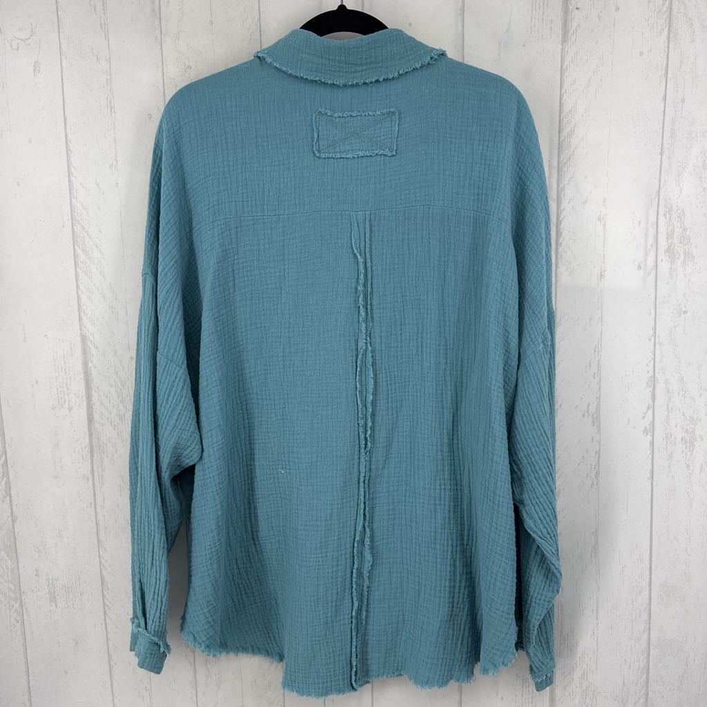 2X gauze button down l/s top