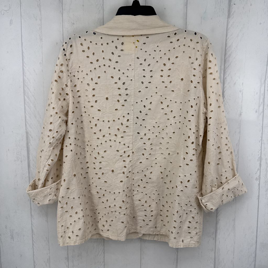 M linen blend eyelet blazer