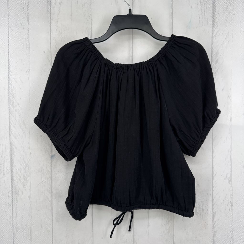 M gauze drawstring waist s/s top