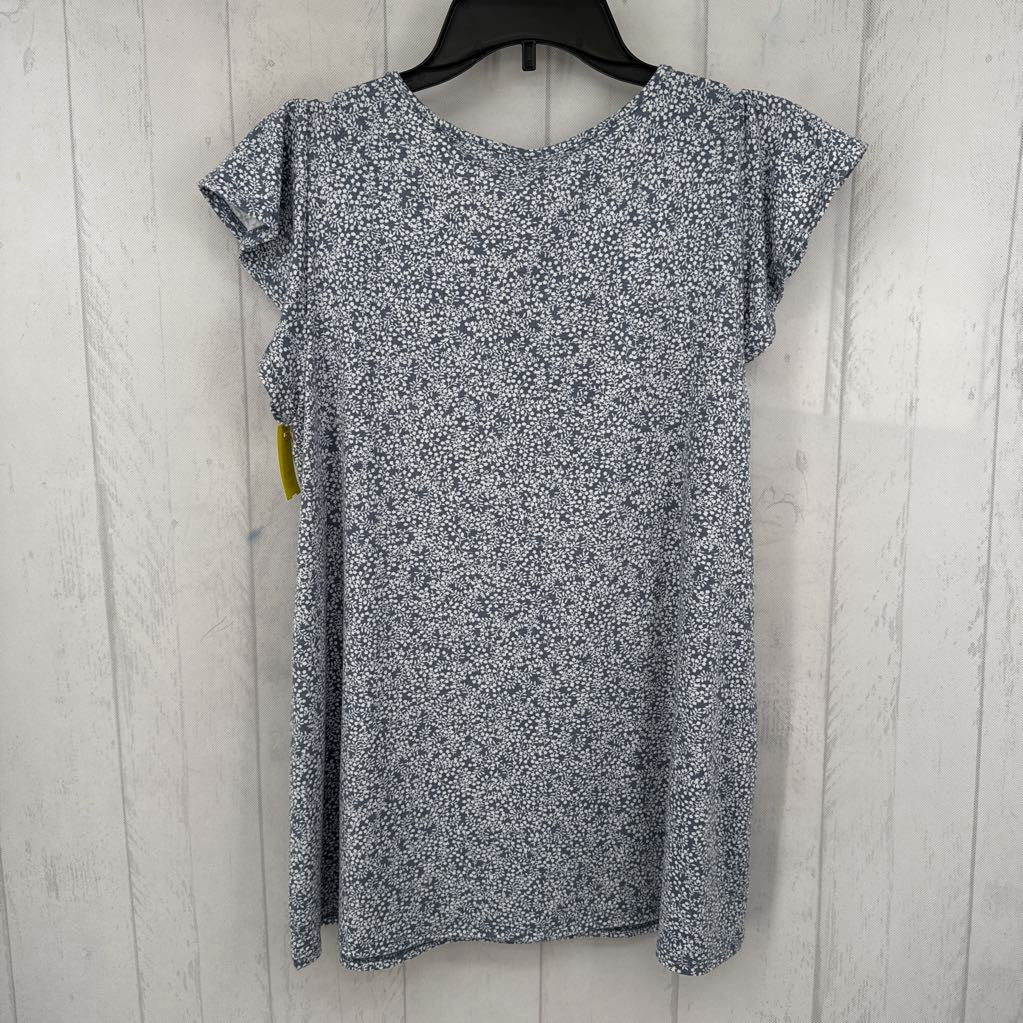 S flo print tie front flutter slv top