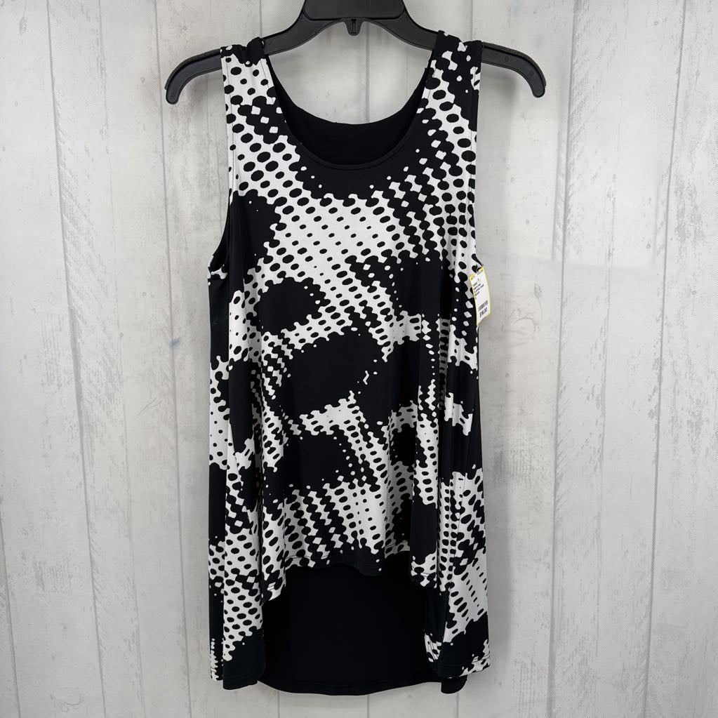 S printed round neck flowy tank