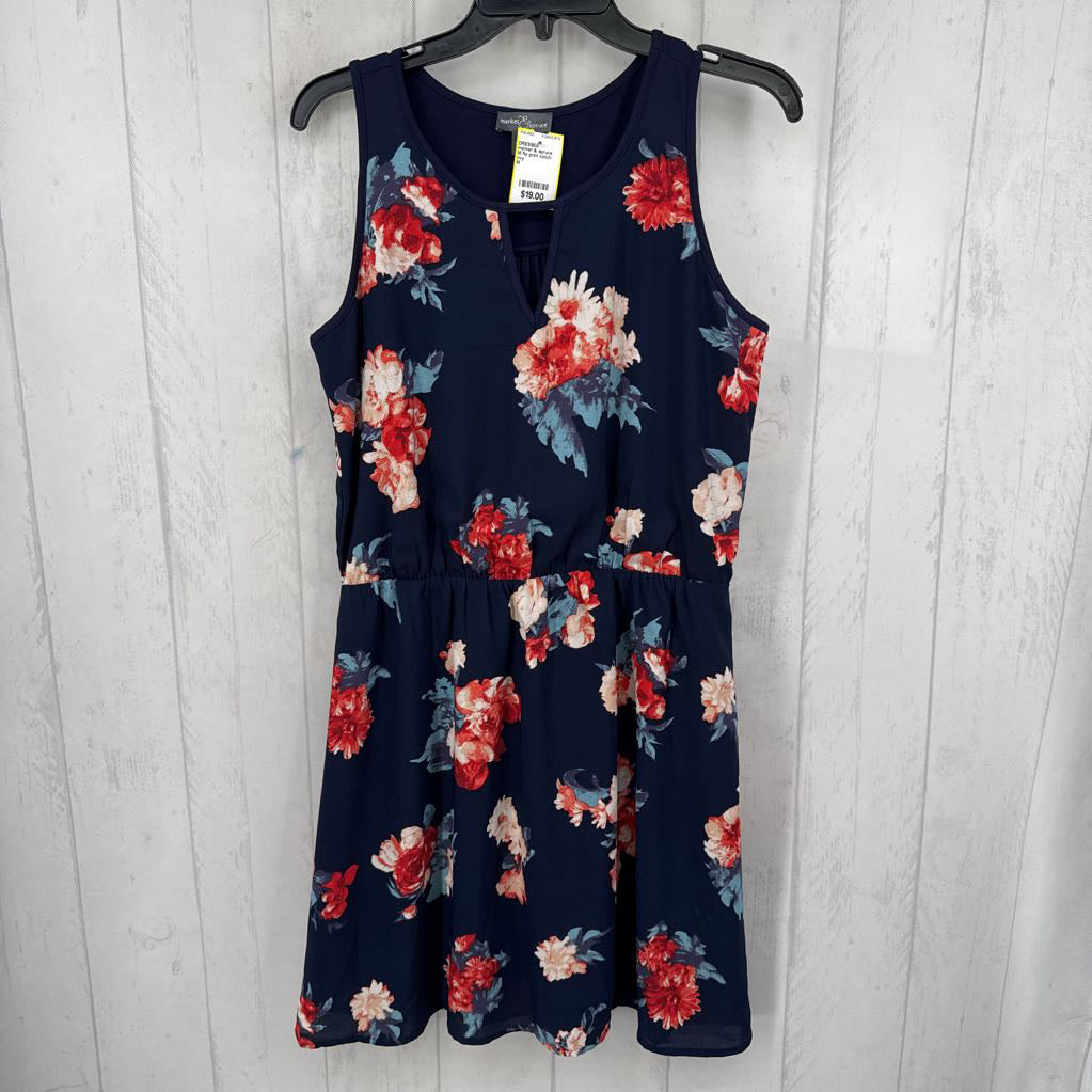 M flo print notch neck slvls dress