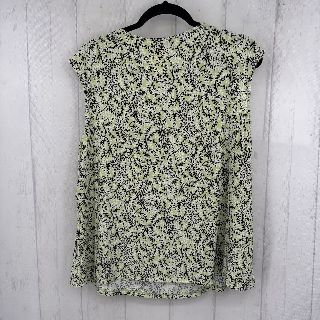 XL printed gathered neck tank
