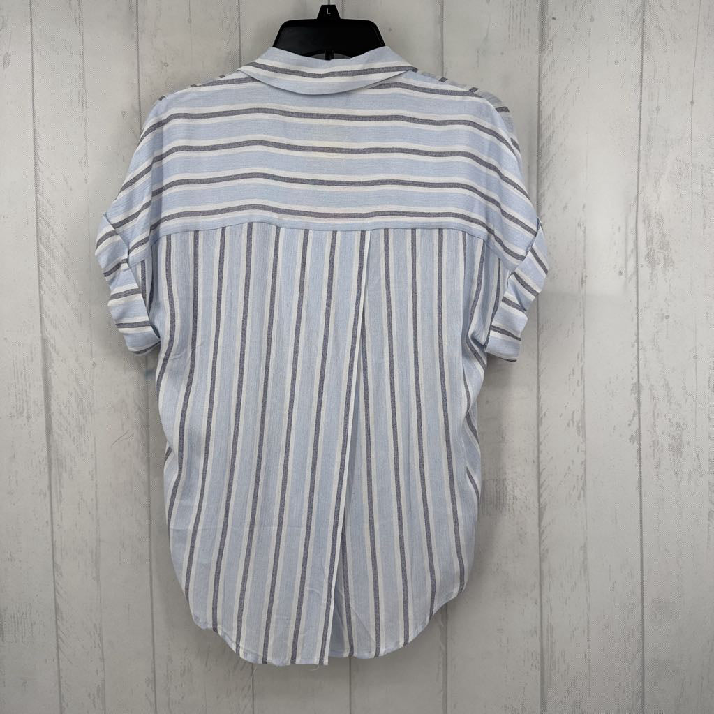 S striped button down open back s/s top