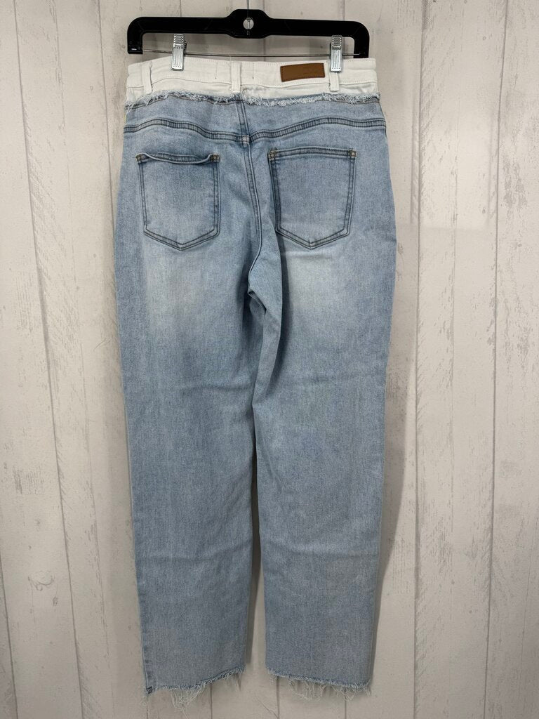 M colorblock wide leg jean