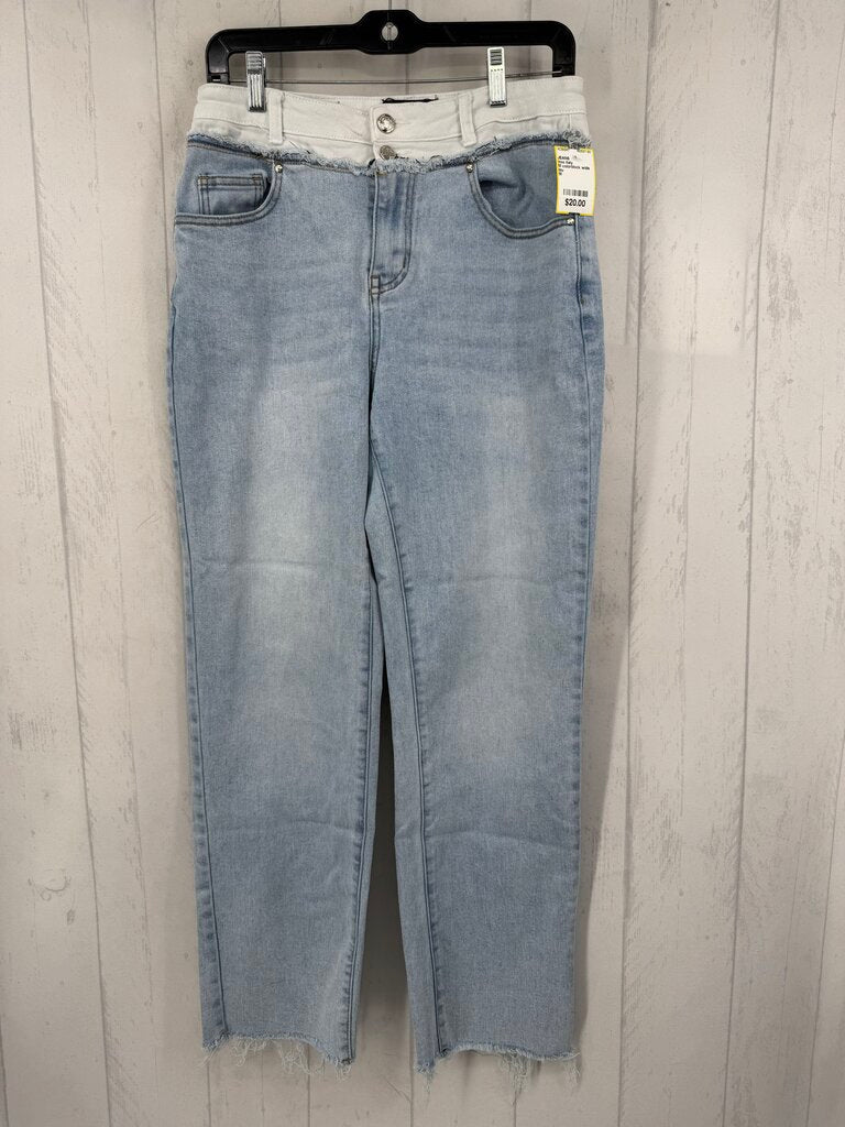 M colorblock wide leg jean