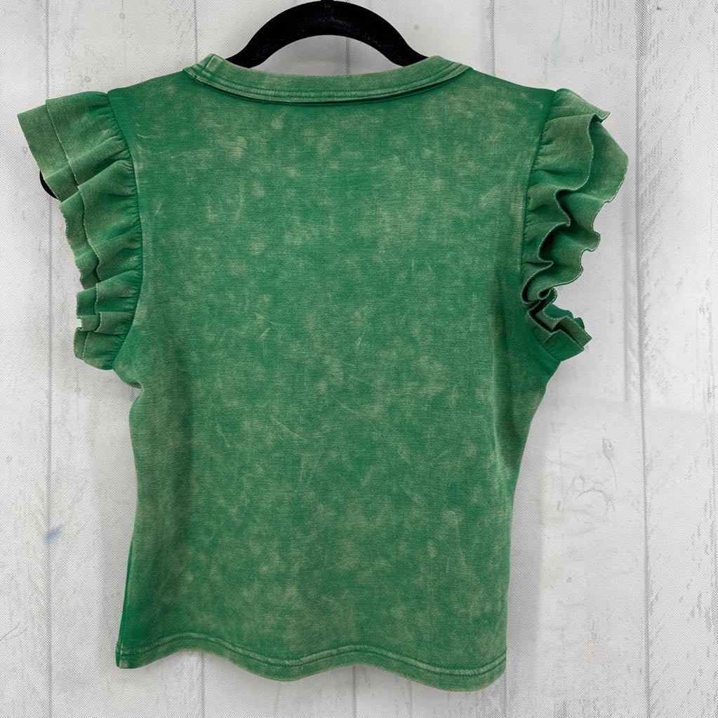 S crewneck ruffled crop tank