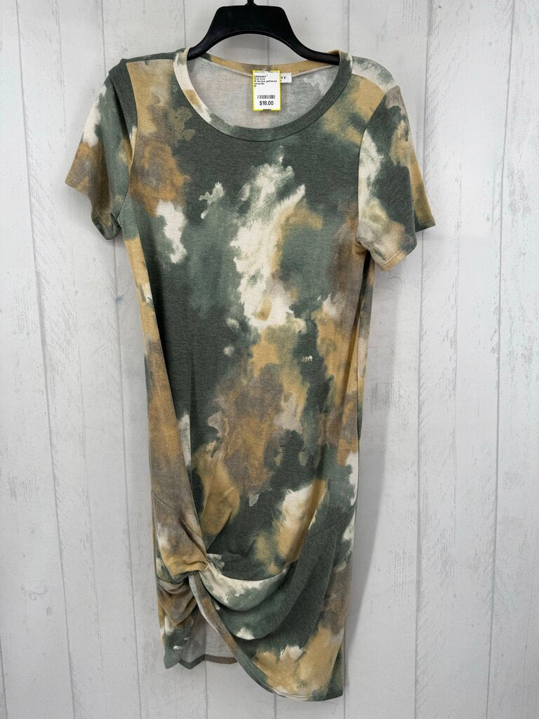 M tie-dye gathered hem s/s dress