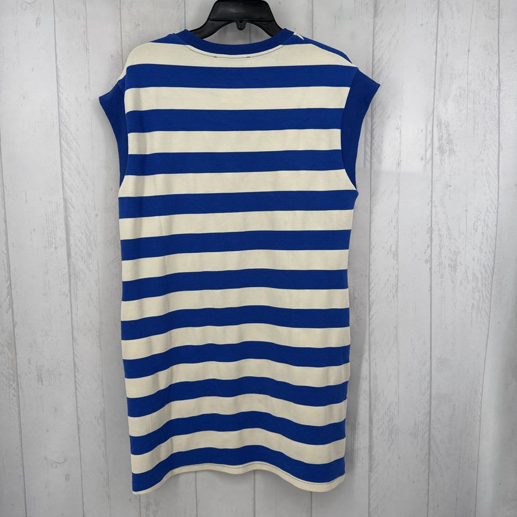 M ribbed striped cap slv dress