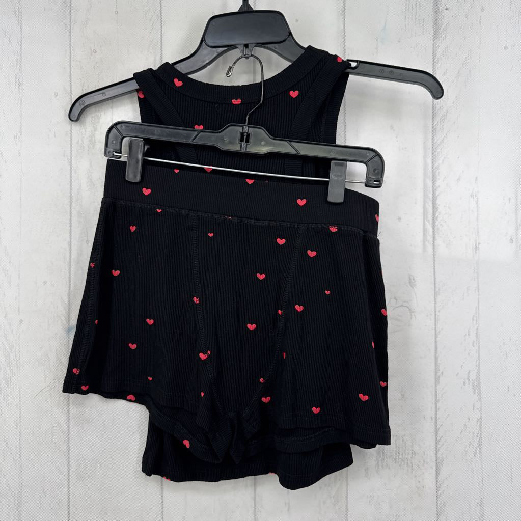 L 2pc ribbed heart print tank & shorts set