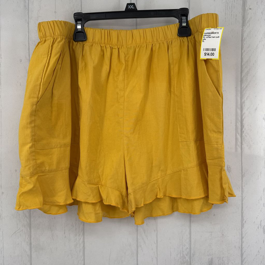 XL ruffled hem pull-on shorts