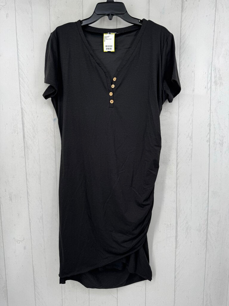 XL button front layered s/s dress