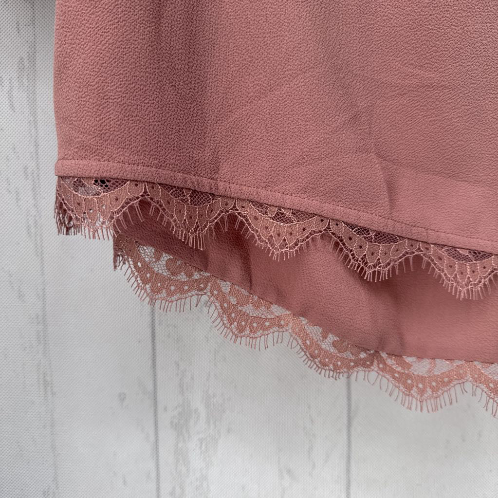 2X lace trim crossover l/s romper