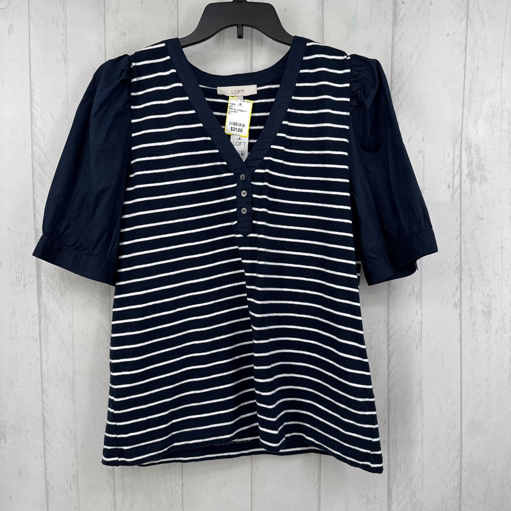 R60 XL striped v-neck s/s top