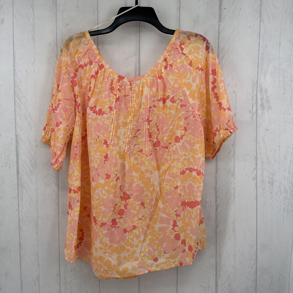 R70 L flo print round neck s/s top