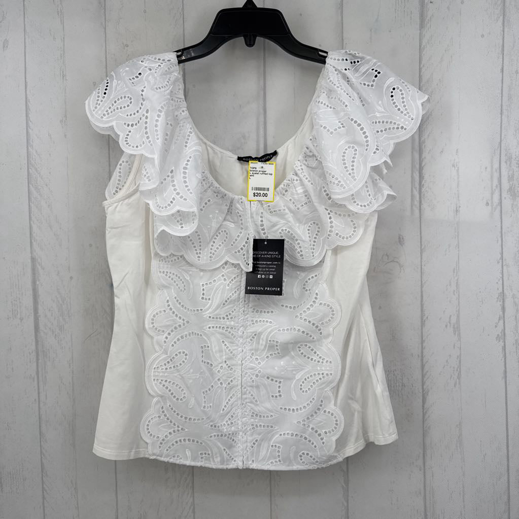 L eyelet ruffled top