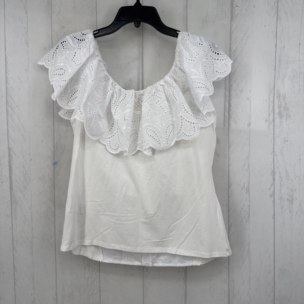 L eyelet ruffled top