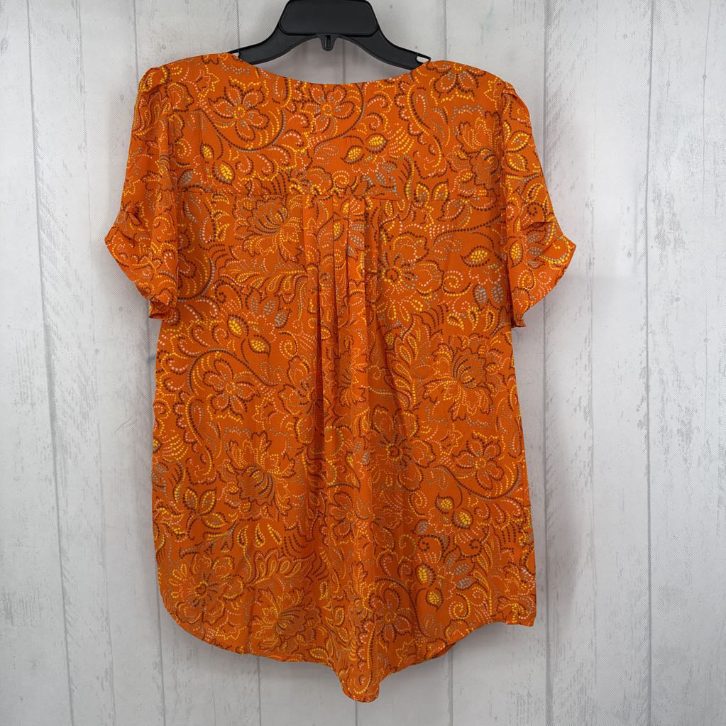 L flo print split neck s/s top