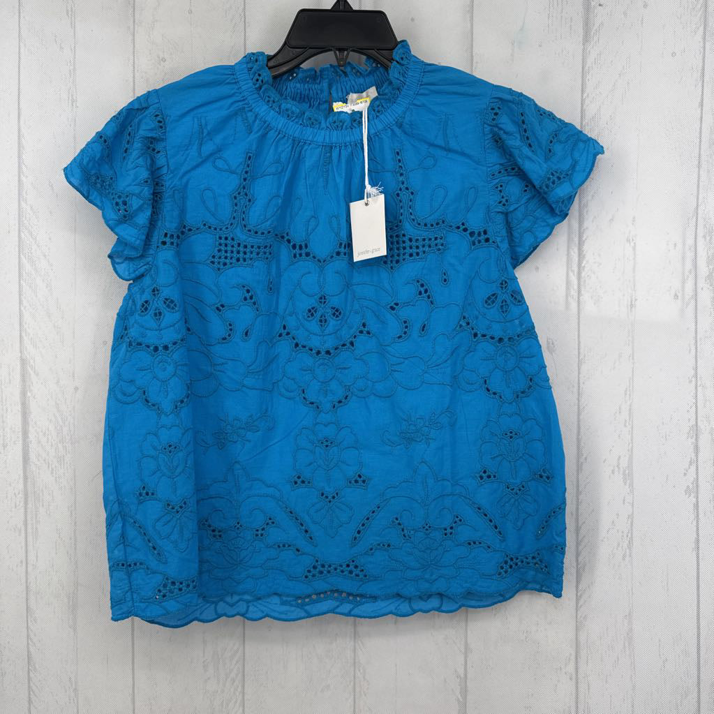 R79 M flo embroidered flutter slv top