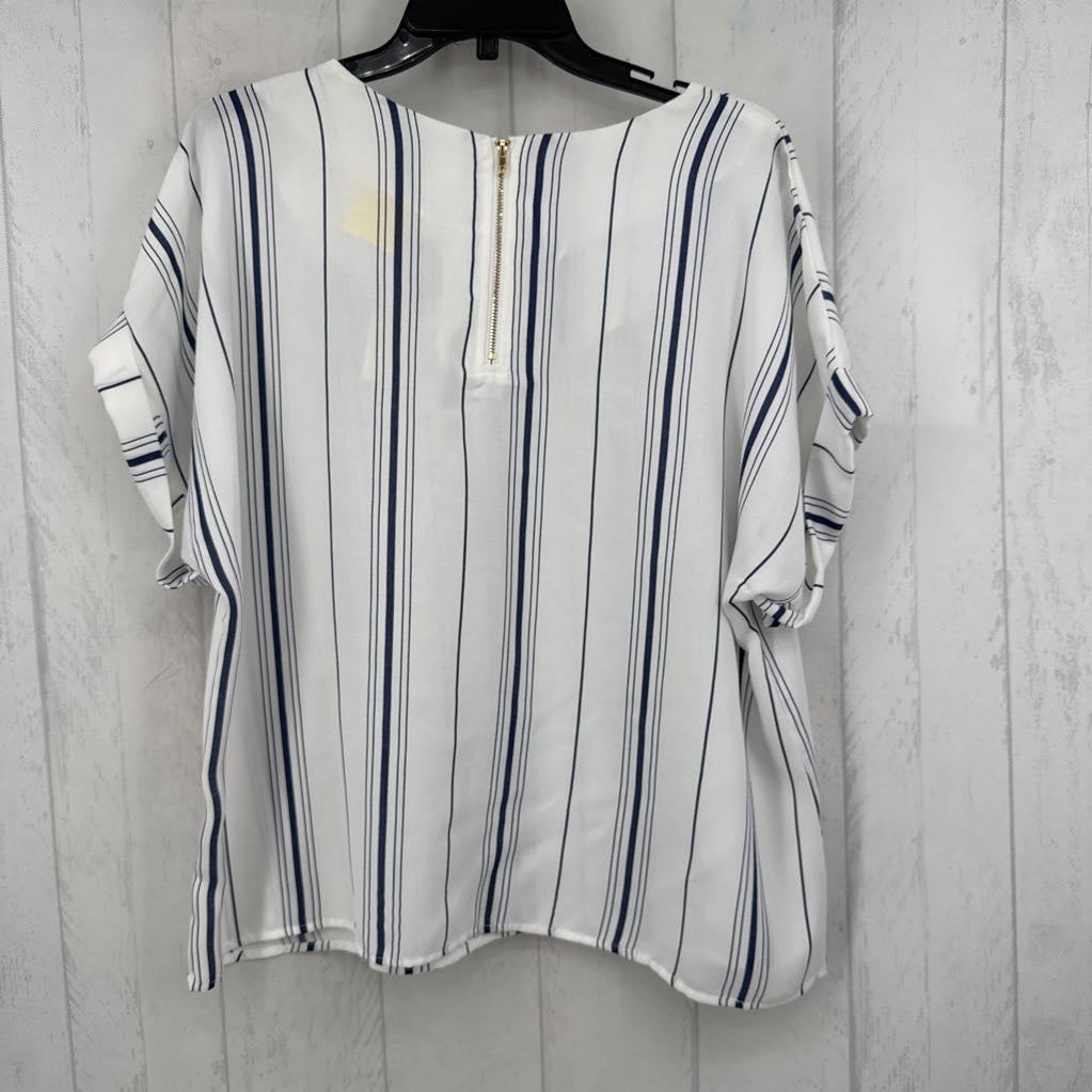 XL striped back zipper s/s top
