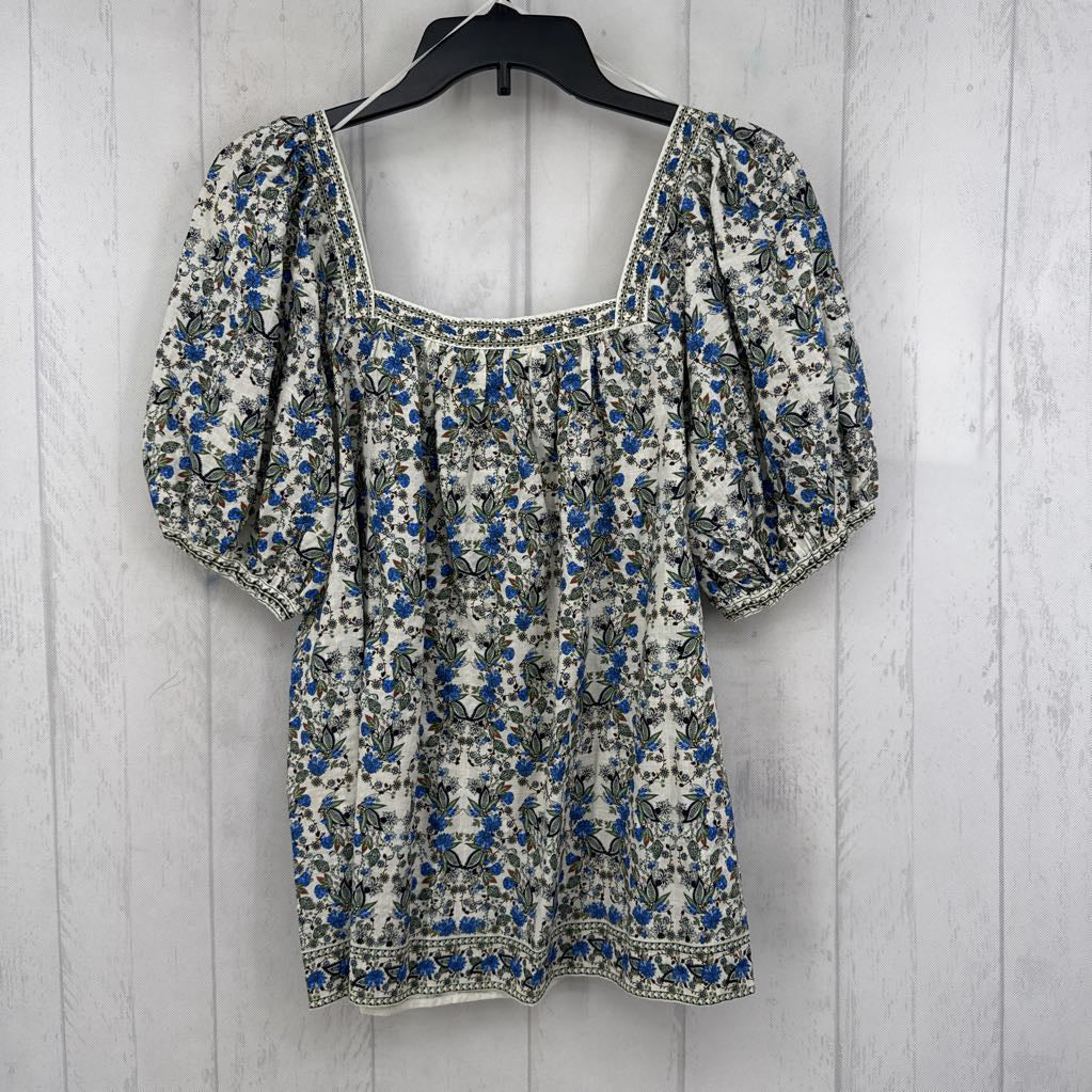 R128 L flo print square neck s/s top
