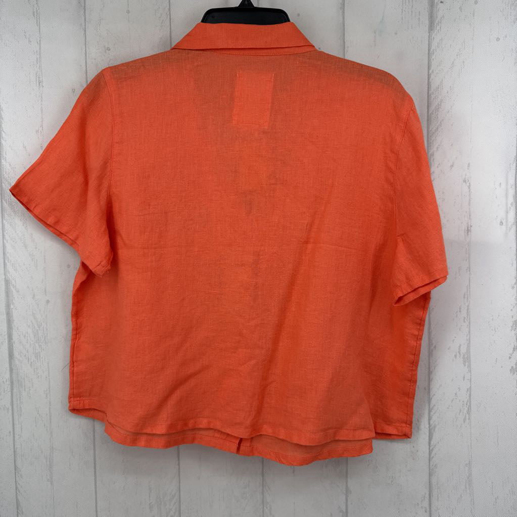 L linen button down s/s top