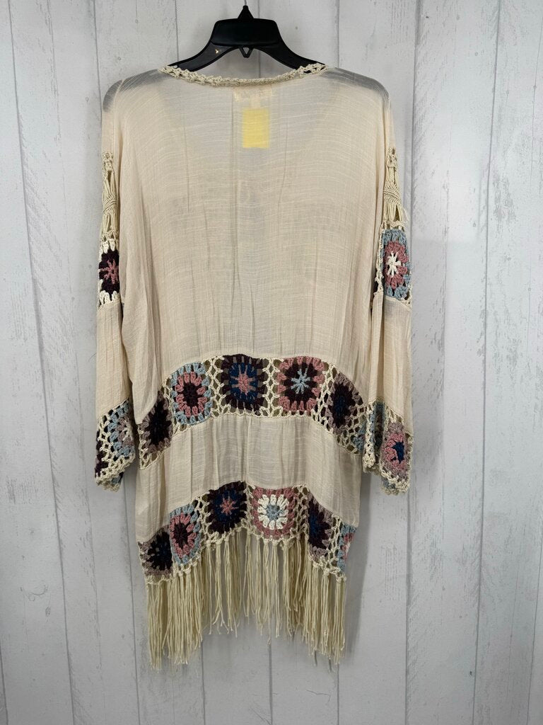 M crochet patchwork tie cardigan