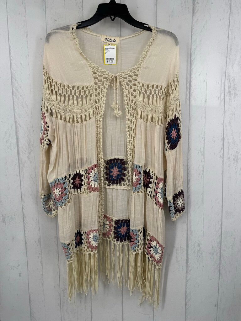 M crochet patchwork tie cardigan