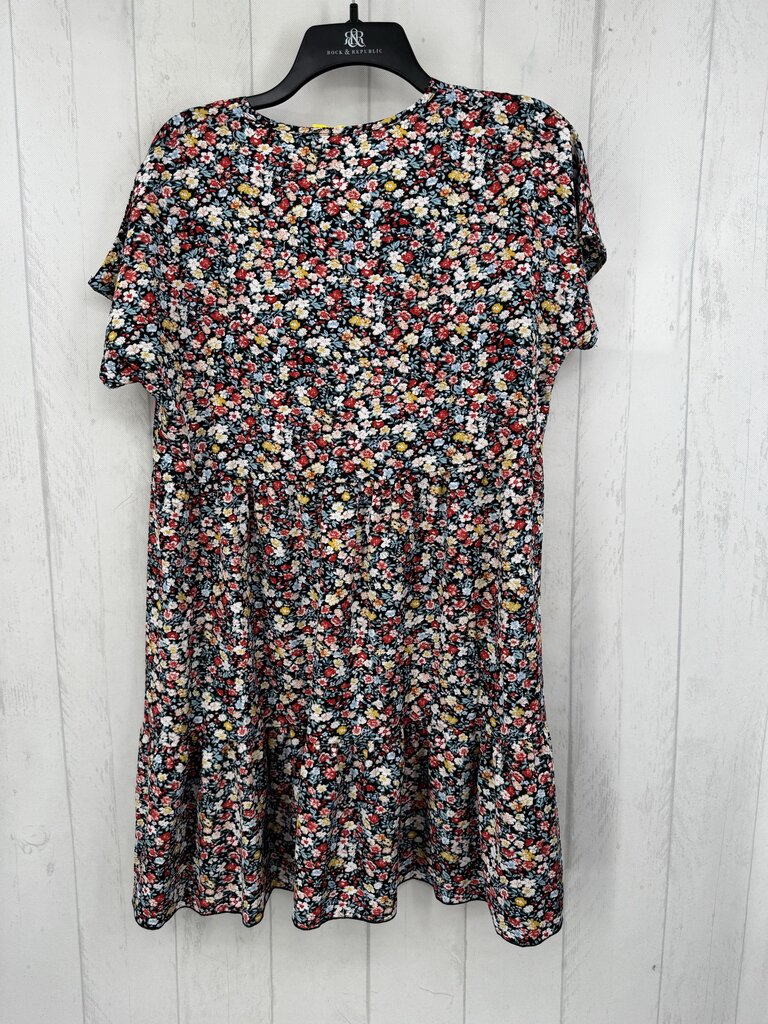 L s/s floral tiered ruffle dress