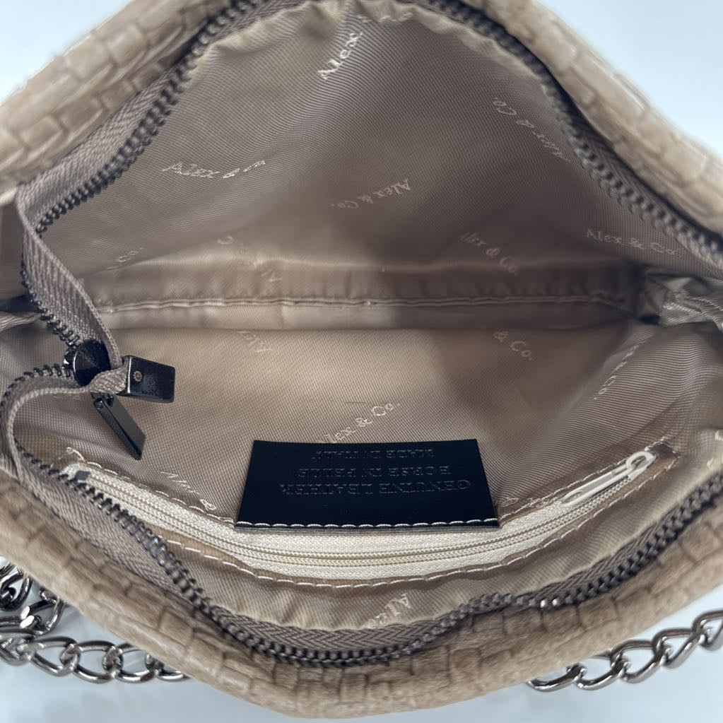 woven leather chain strap purse