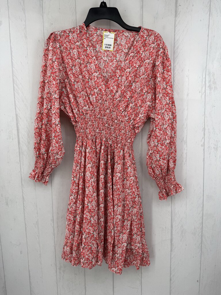 L l/s floral smocked dress