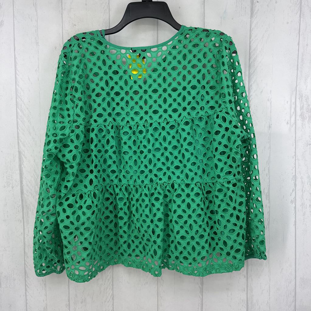 XL eyelet tie front l/s top