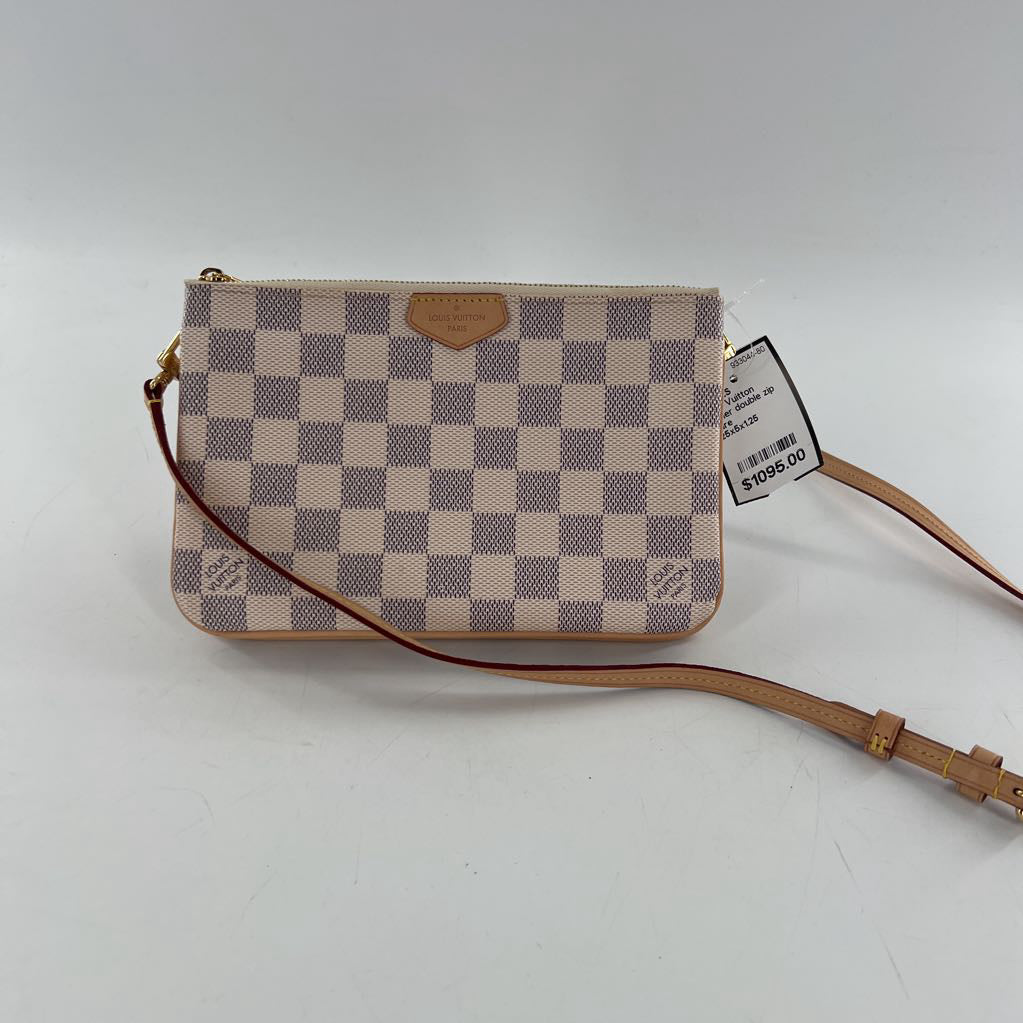 damier double zip pochette crossbody