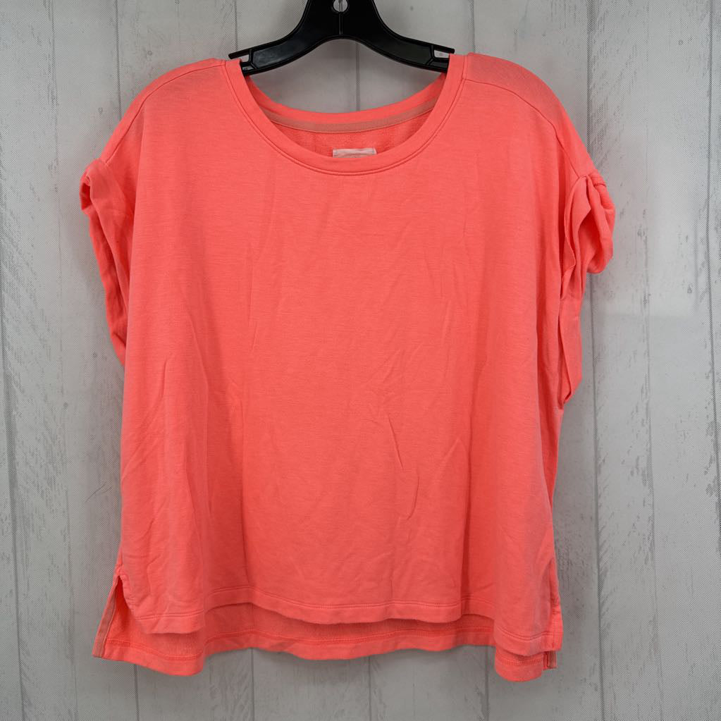 L crewneck rolled slv top