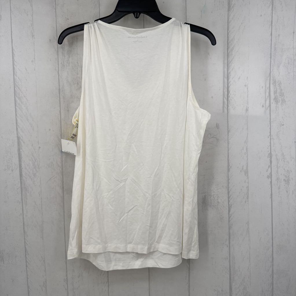 L pleated w/button neckline tank