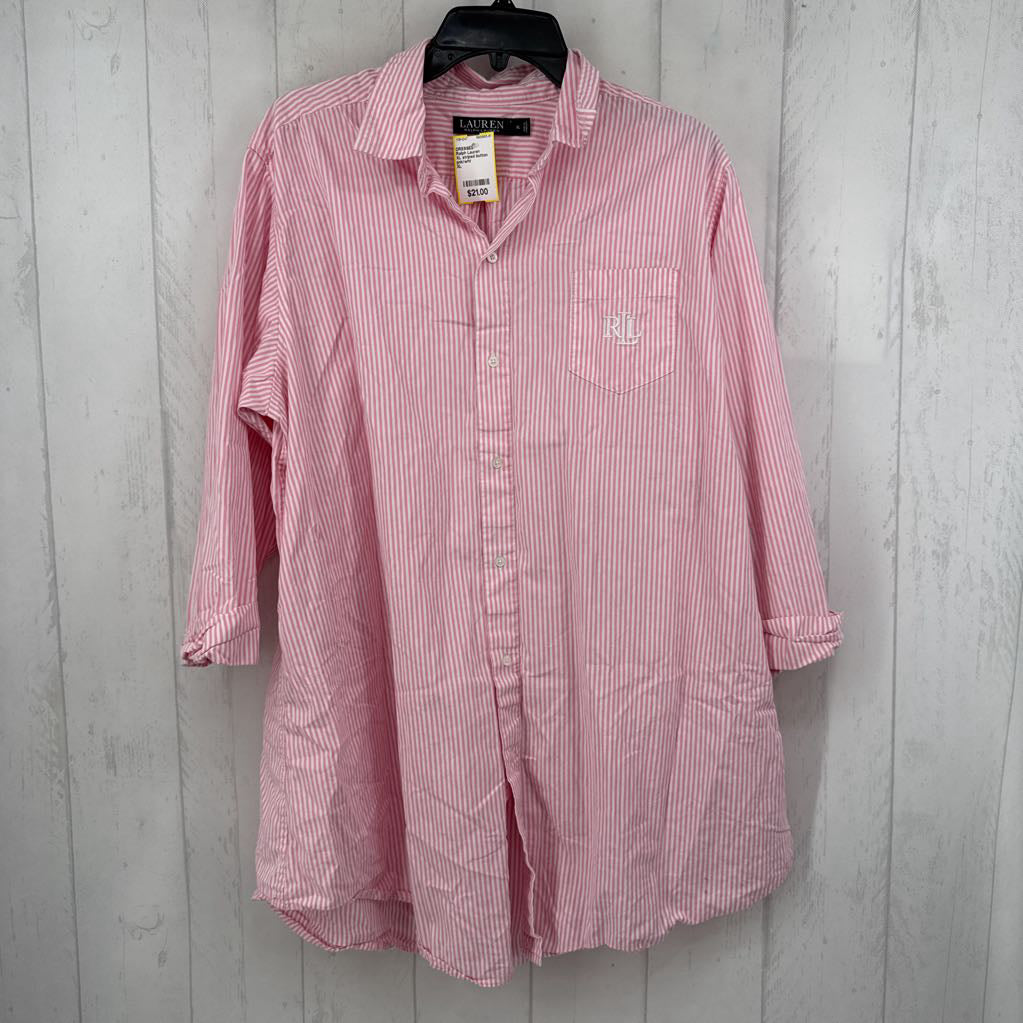 XL striped button down l/s dress