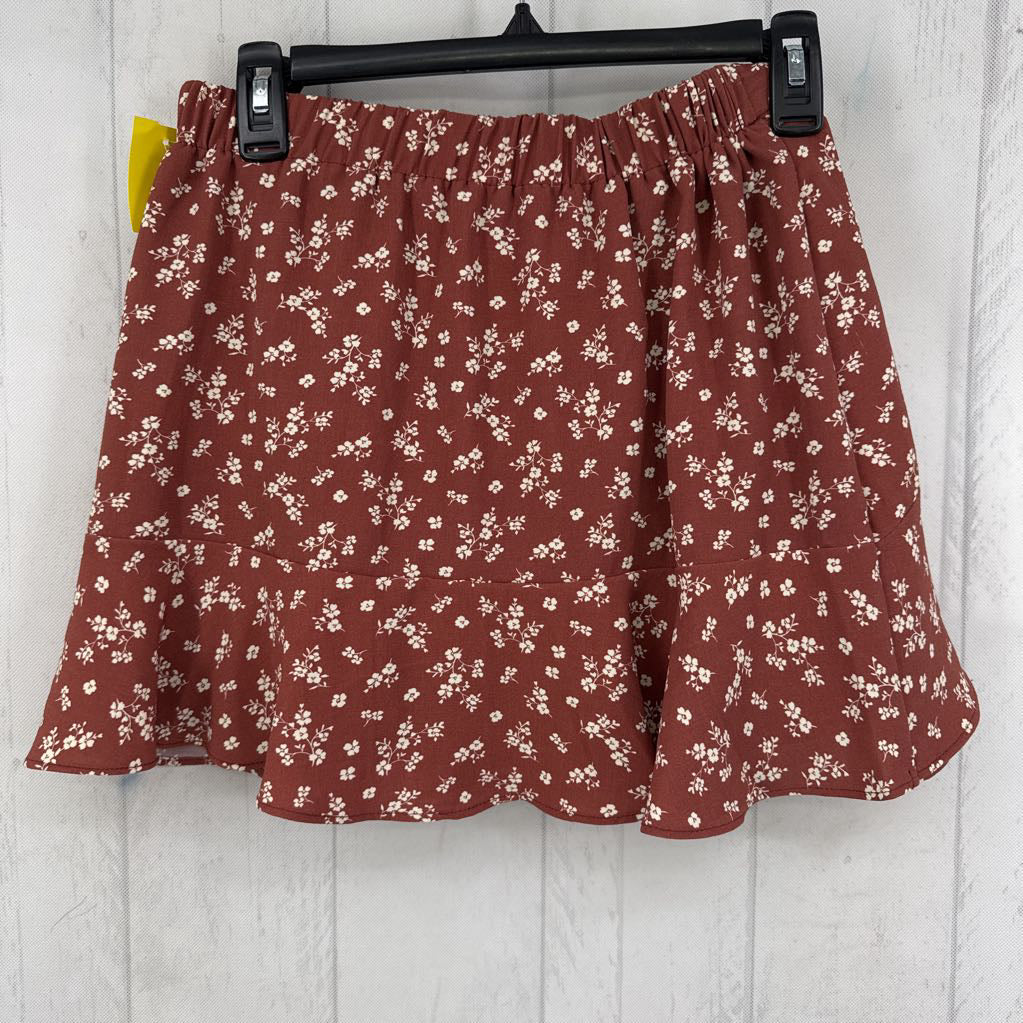 XS tiered ruffle floral mini skirt